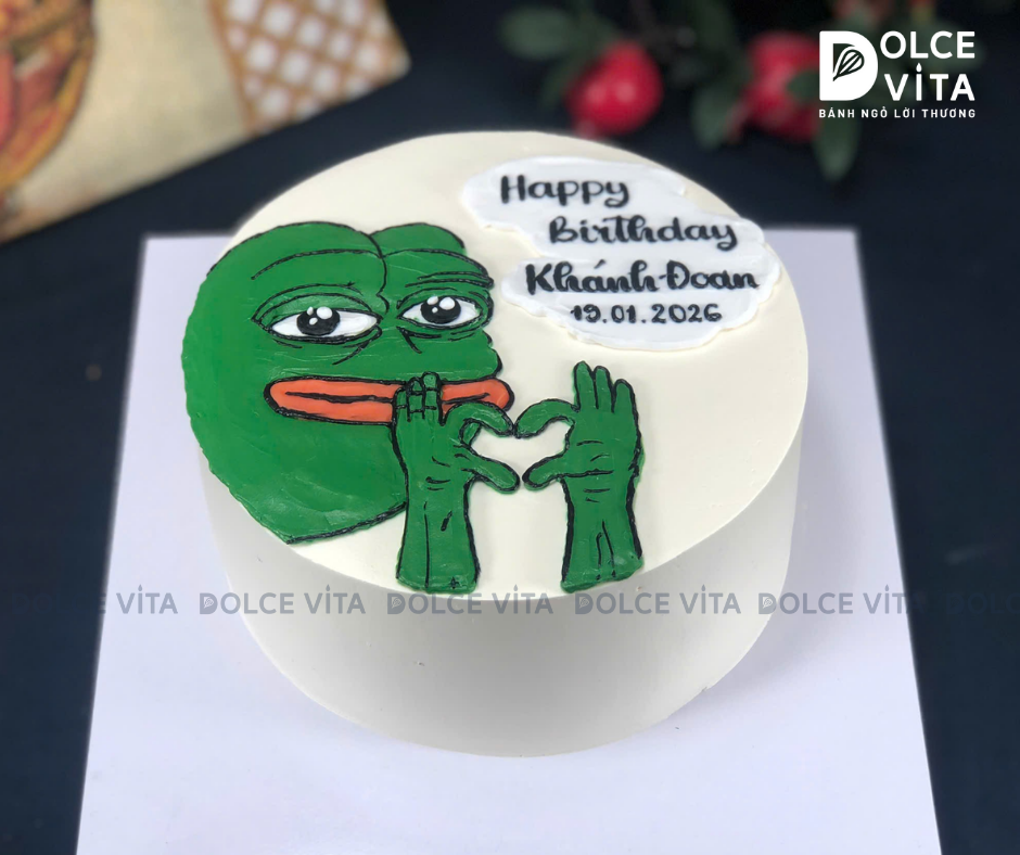 [1850] (50) Bánh kem troll -  vẽ meme Ếch xanh Pepe