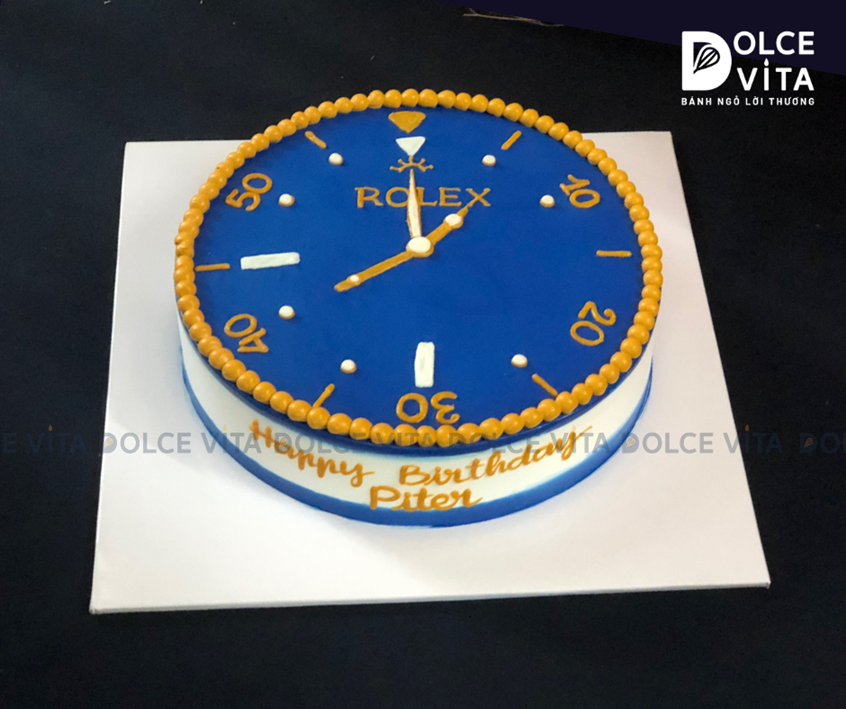 [711] (100) Bánh kem vẽ mô phỏng đồng hồ Rolex