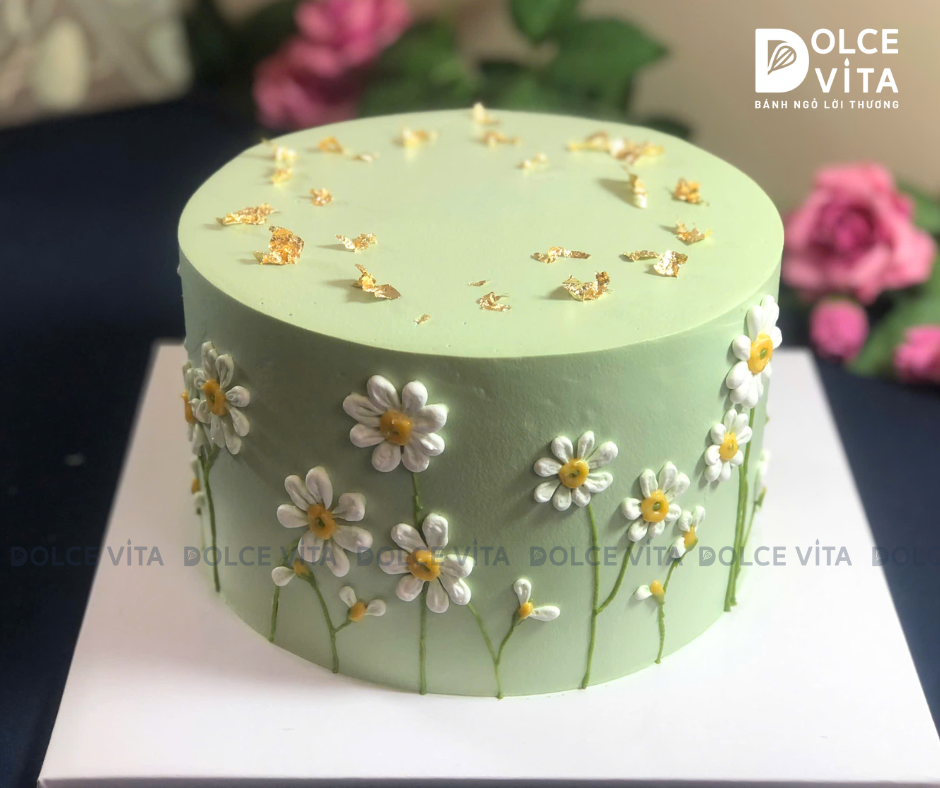 [3019] (40) Bánh sinh nhật trang trí hoa cúc nhẹ nhàng - dịu dàng tặng cho phái nữ