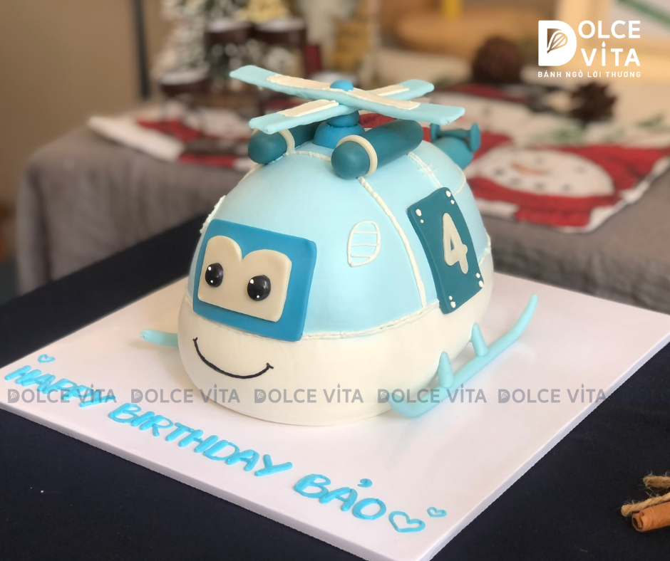 [3165] (200) Bánh Sinh Nhật Trực Thăng Super Wings 3D Cho Bé Trai