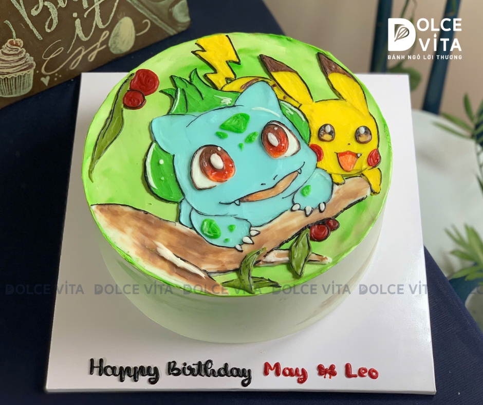 [3038] (120) Bánh vẽ chủ đề Pokemon vẽ nhân vật theo yêu cầu - Pikachu và Hitokage (Charmander)