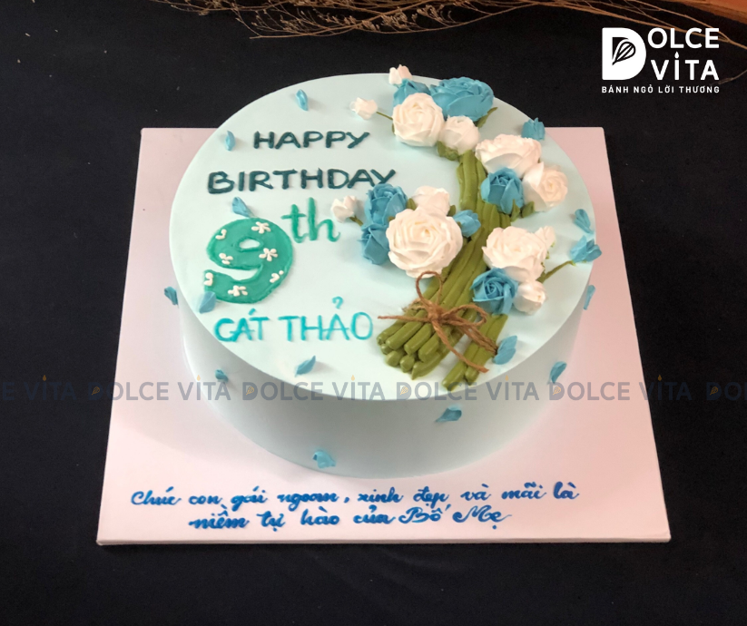 [763] (90) Bánh kem trang trí bó hoa màu pastel - Quà tặng nữ tính