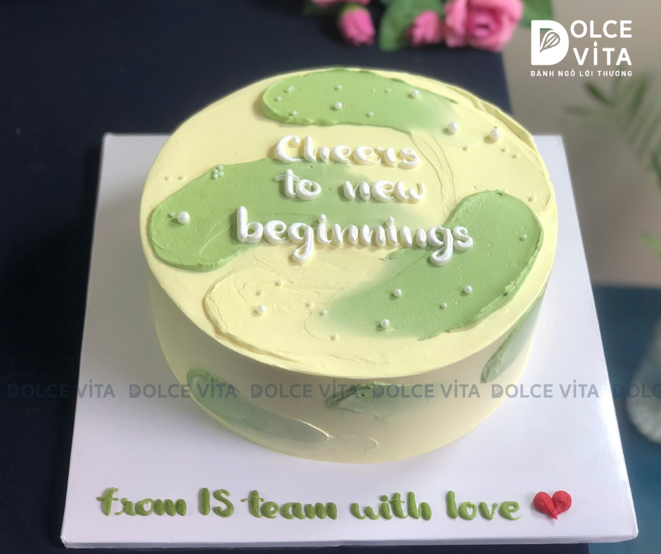 [3020] Bánh kem tone màu xanh lá cây nhẹ nhàng thanh lịch