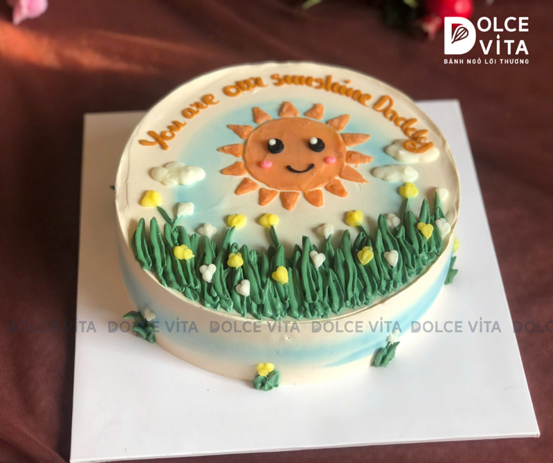 [1870] (50) Bánh kem vẽ Mặt trời đáng yêu