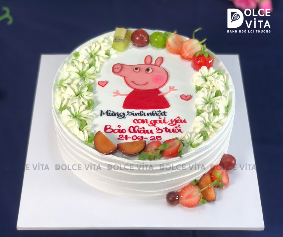 [1827] (50) Bánh kem vẽ chú Heo Peppa Pig