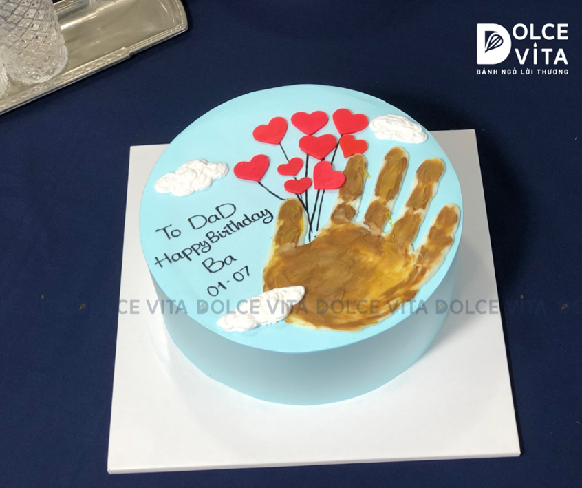 [1468] (70) Bánh kem vẽ bàn tay dành cho Sinh nhật, Ngày của Cha