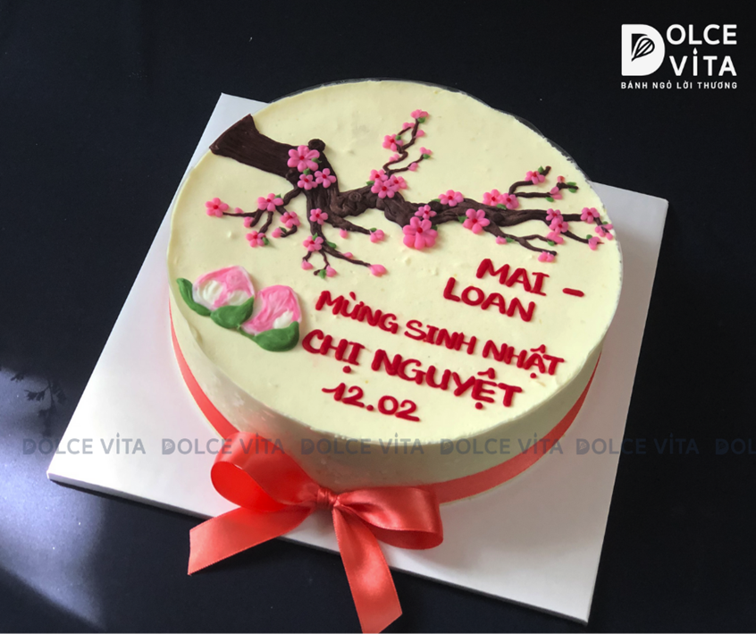 442 (30) Mousse bắp trang trí quả đào, hoa đào