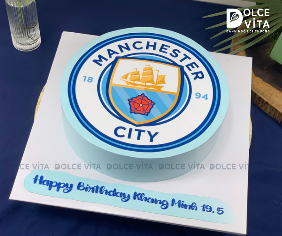 [3819] (60) Bánh kem in logo Manchester City – Quà tặng sinh nhật hoàn hảo cho fan bóng đá