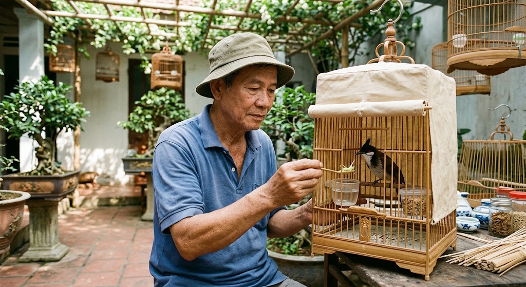 Chăm sóc chim mộc mới bẫy