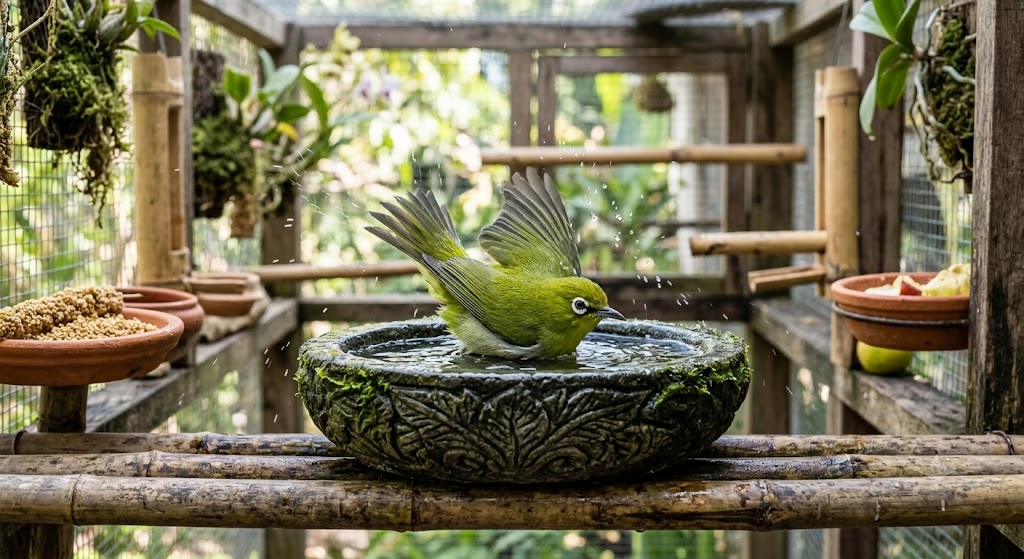 Chim khuyên tắm nước