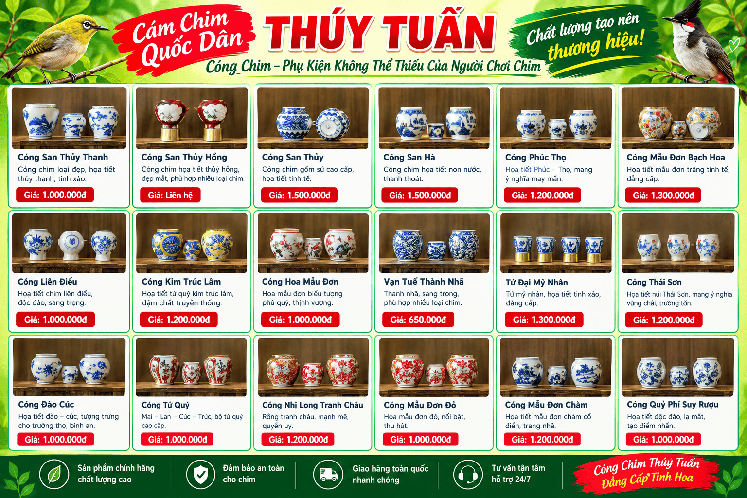 Bảng giá cóng chim quốc dân Thúy Tuấn