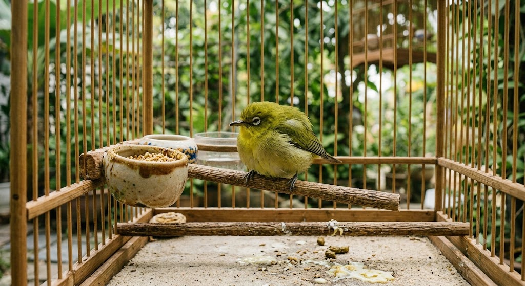 Tình trạng phân chim đi ngoài loãng ướt và biểu hiện xù lông ủ rũ ở chim cảnh