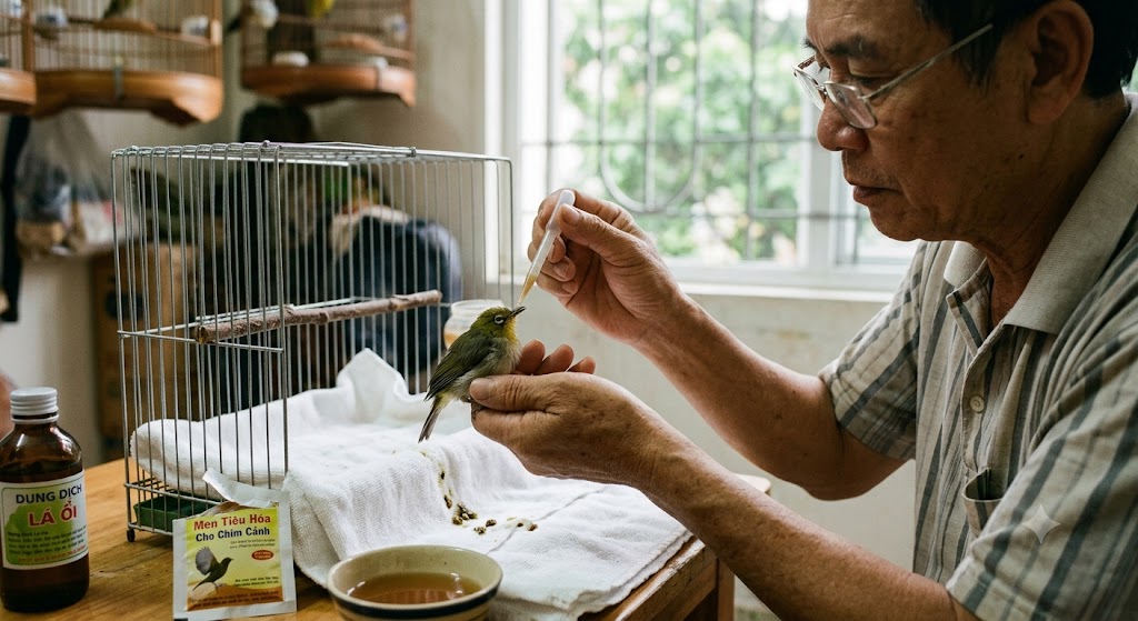 Xử lý chim cảnh đi phân lỏng tiêu chảy