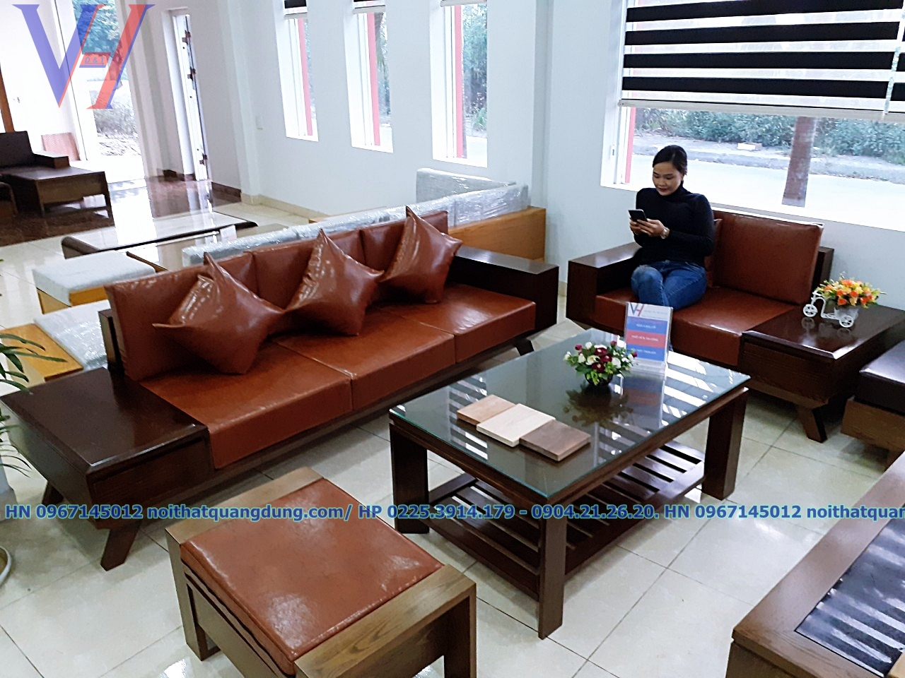 Bộ Sofa Gỗ 2 Văng Đệm Dày Tại Nội Thất Quang Dũng Hải Phòng