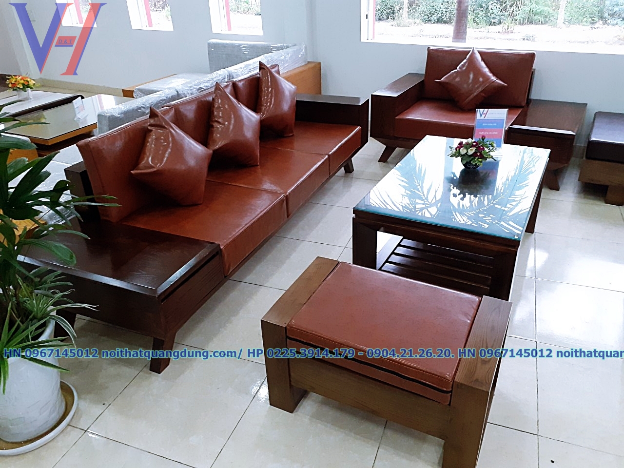 Sofa 2 văng gỗ da cực chất tại nội thất quang dũng hải phòng