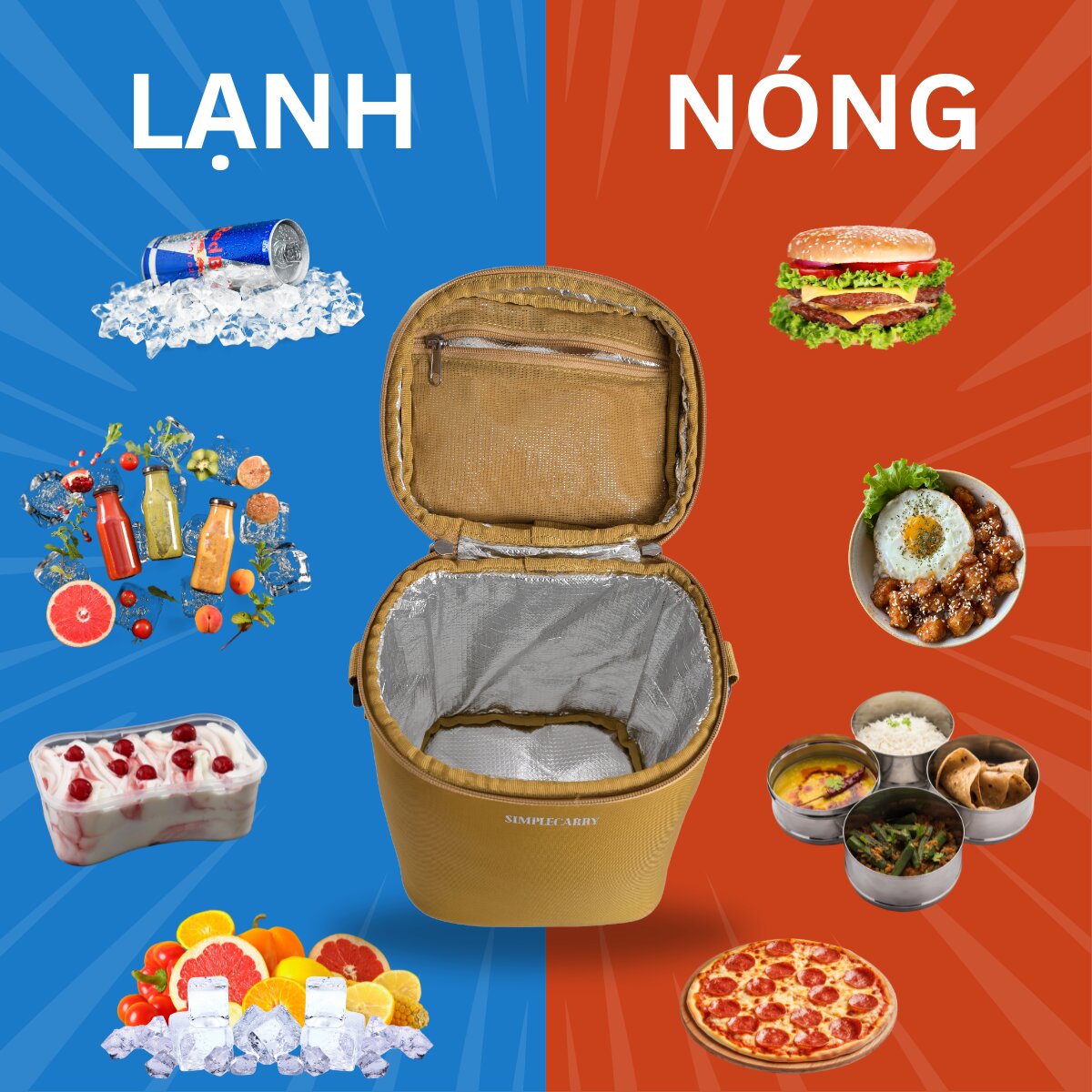 Túi đựng hộp cơm giữ nhiệt Simple Carry Lunch Box L Mustard