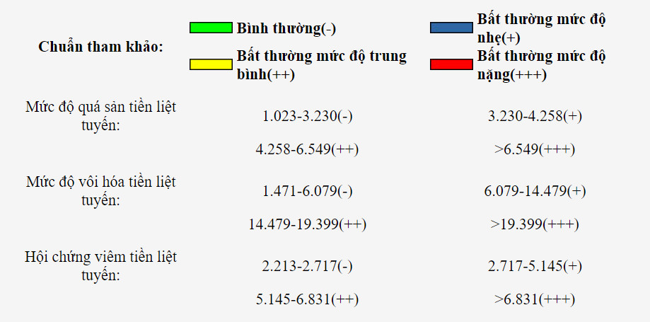 Bảng phân tích tuyến tiền liệt