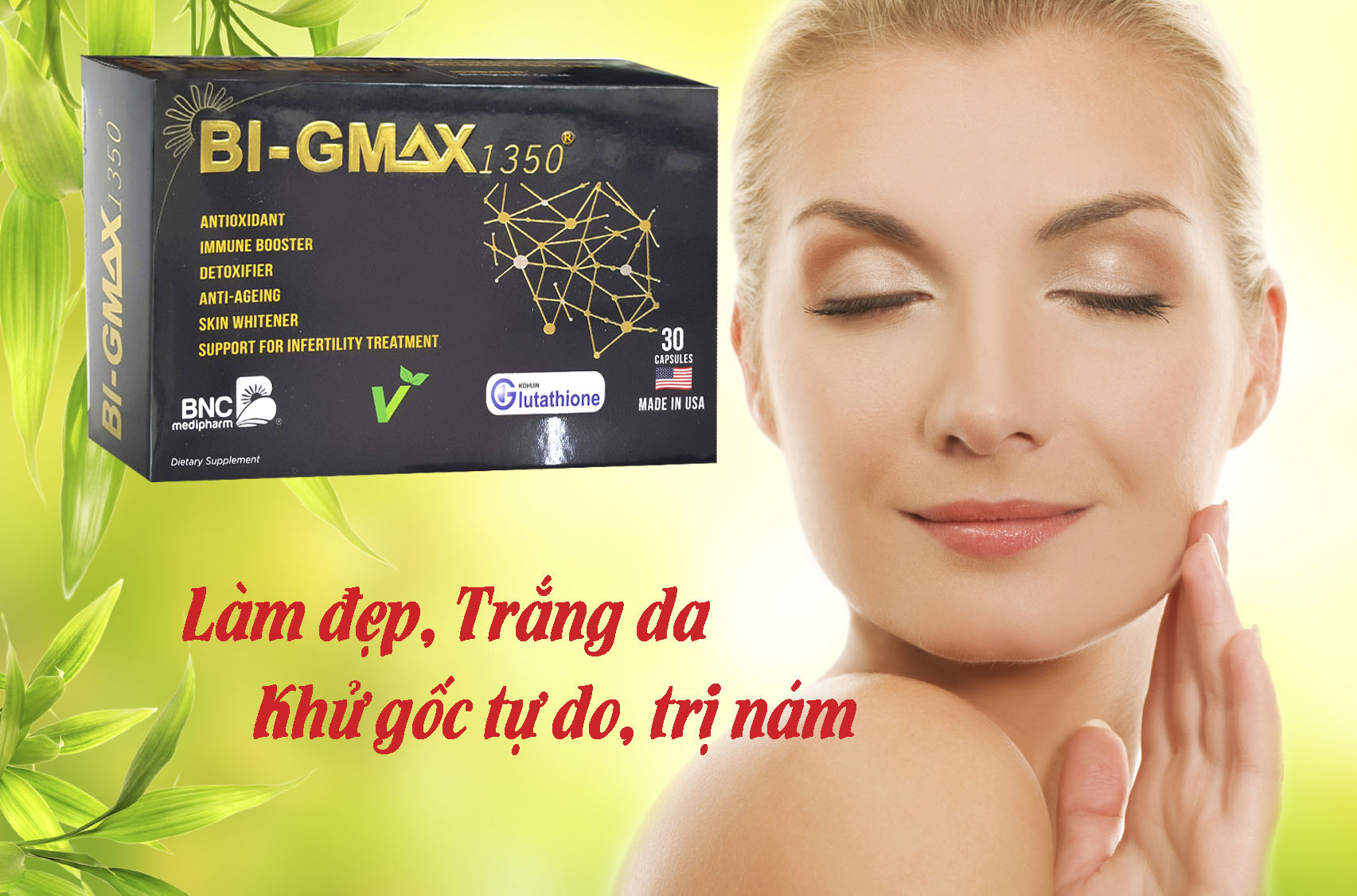 Thuốc Bi-GMAX 1350 - Tăng cường miễn dịch, làm trắng da tự nhiên, trị nám