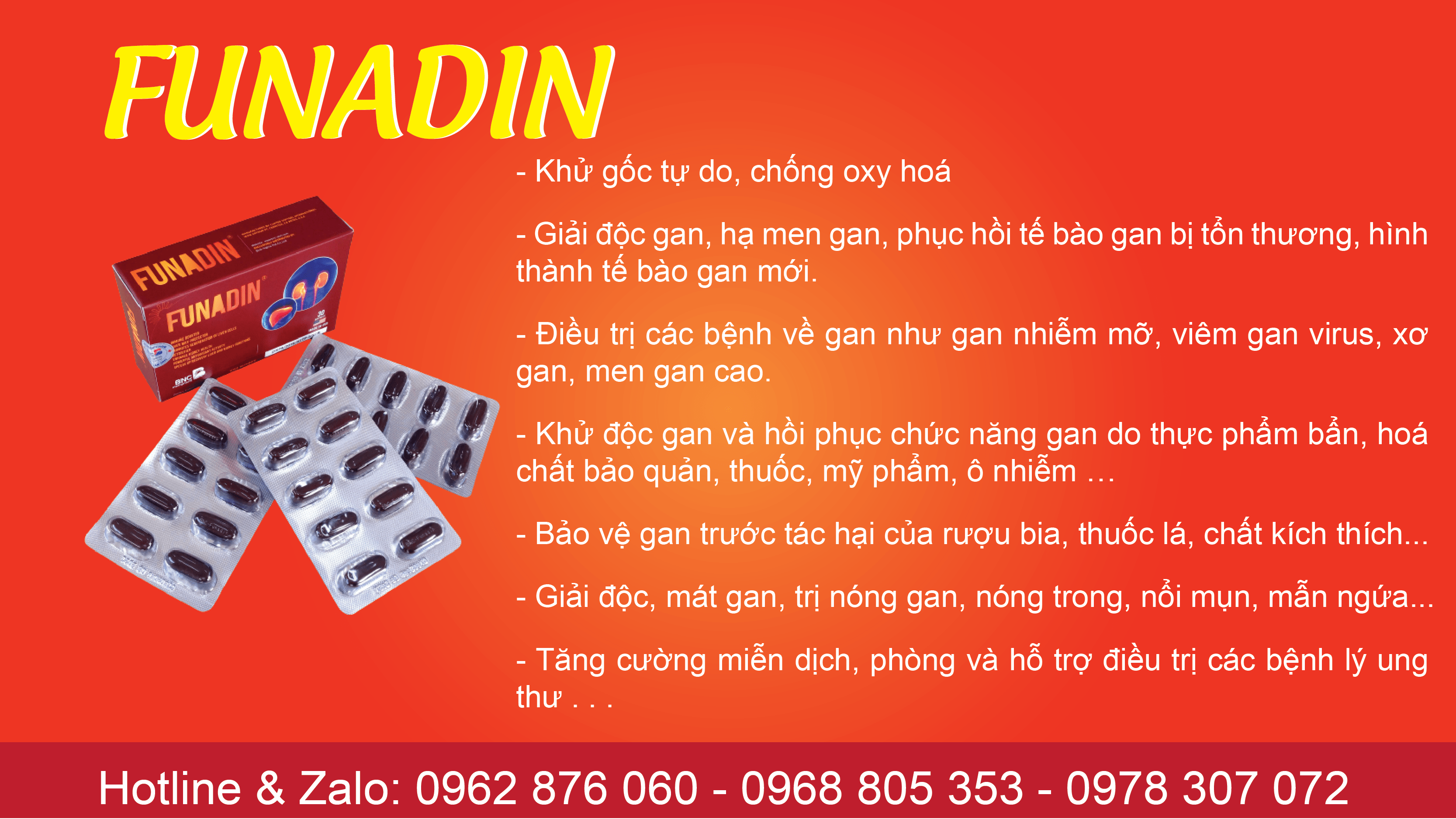 Funadin khử độc gan, thanh lọc thận thông khí phổi