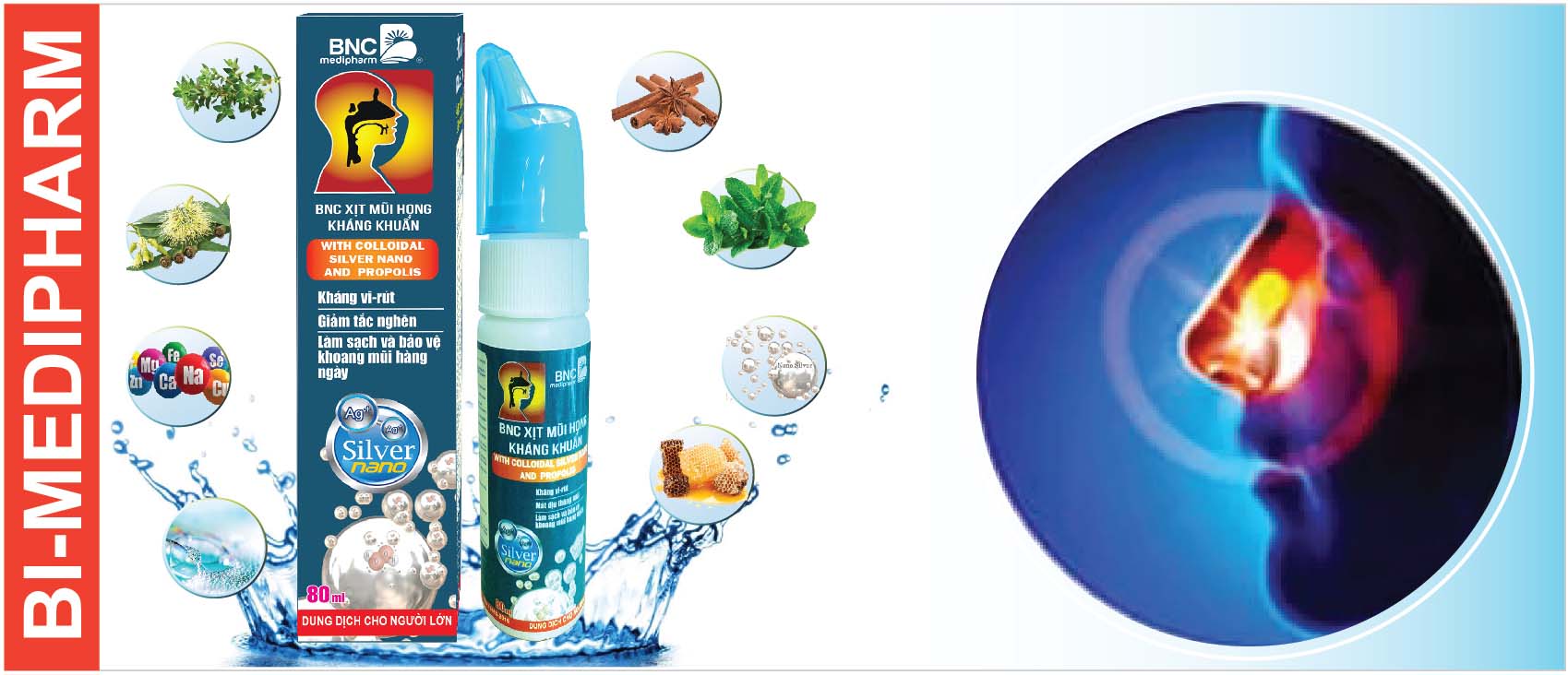 BNC SPRAY SOLUTION - Bình xịt mũi họng kháng khuẩn dành cho người lớn