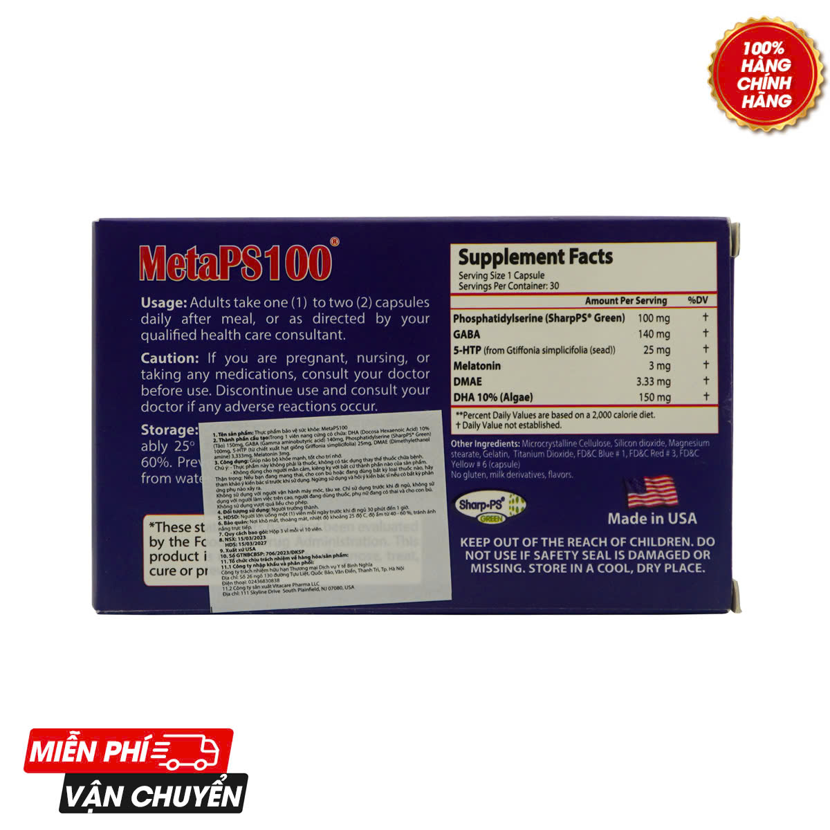 MetaPS100 - Giúp não bộ khỏe mạnh, tốt cho trí nhớ