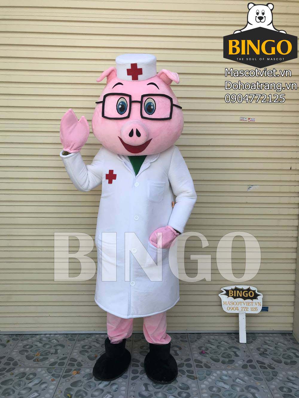 Mascot Con Heo Bác Sĩ Màu Hồng Xinh Xắn | Bingo