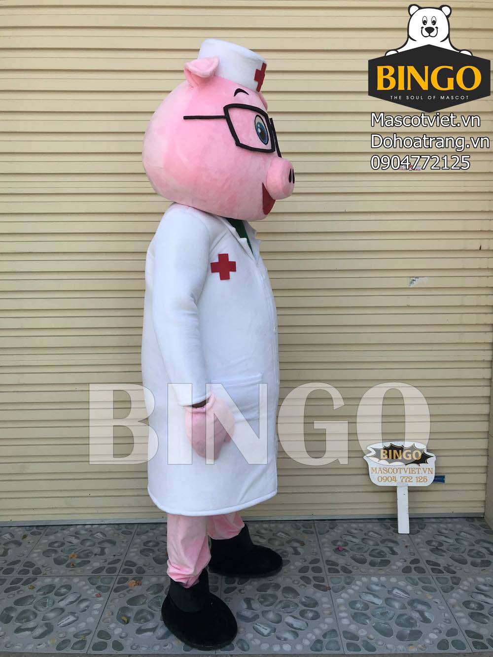 Mascot Con Heo Bác Sĩ Màu Hồng Xinh Xắn | Bingo