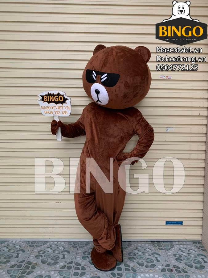 Mascot gấu Brown đeo kính