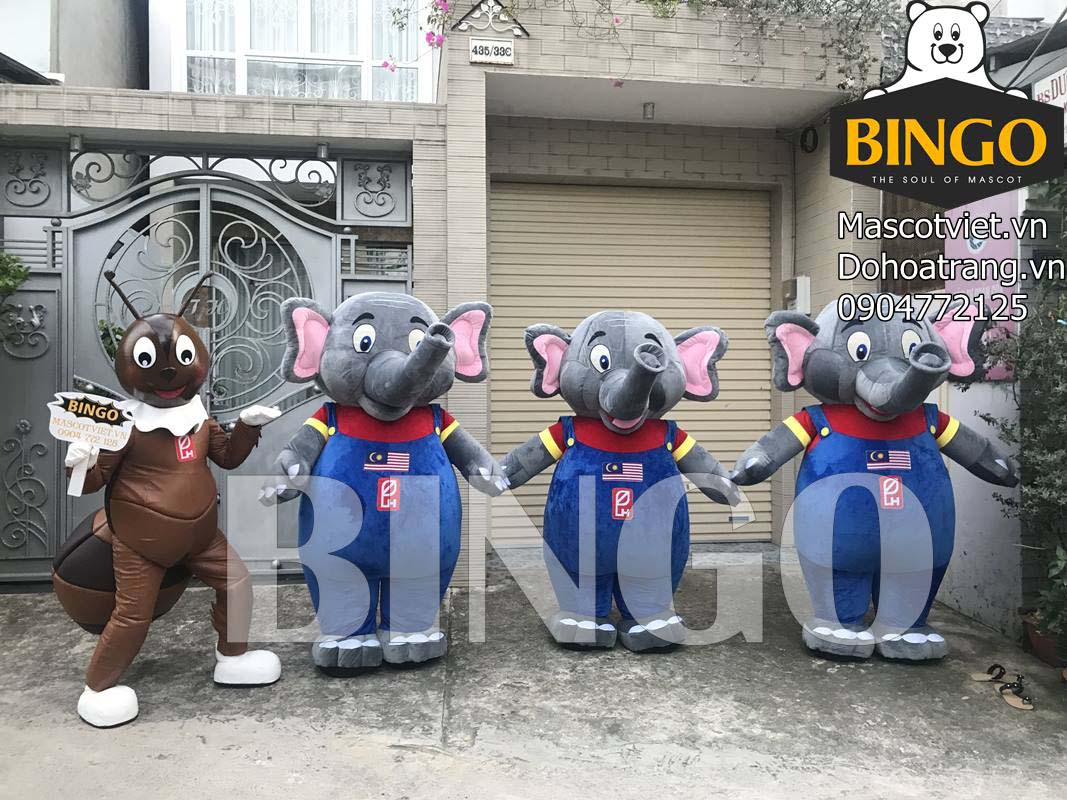 Mascot hơi chú voi xám