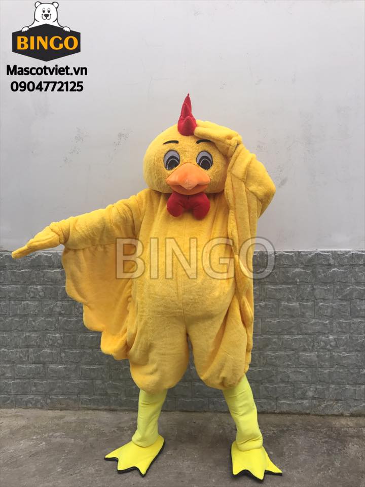 Mascot linh vật hóa trang gà trống màu vàng 2017
