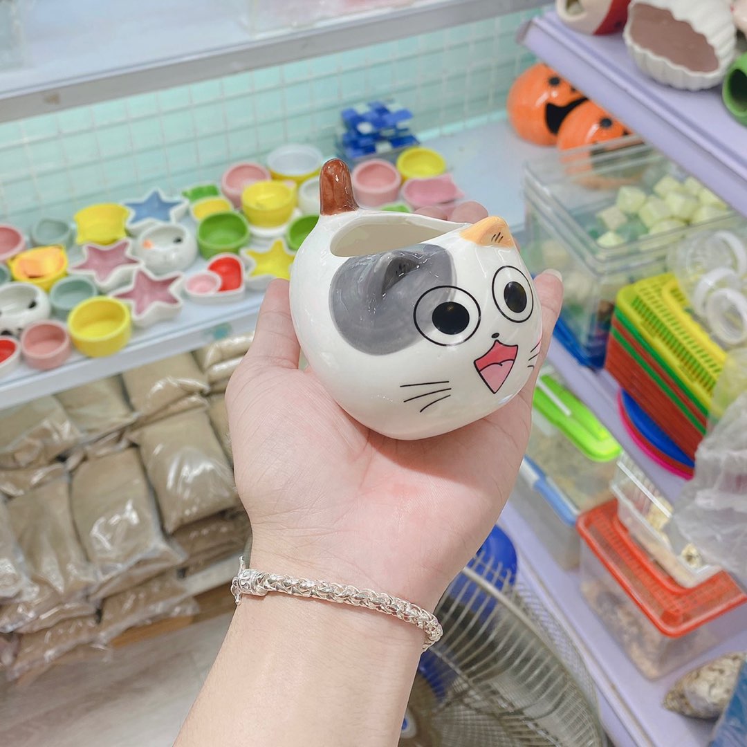 Bát ăn kèm nhà ngủ hình mèo