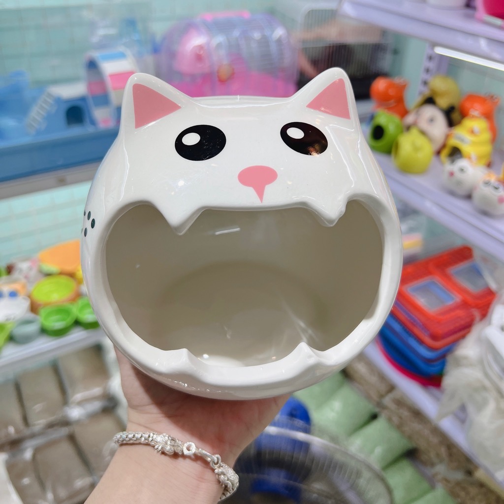 Nhà ngủ sứ mèo cute bự cho hamster