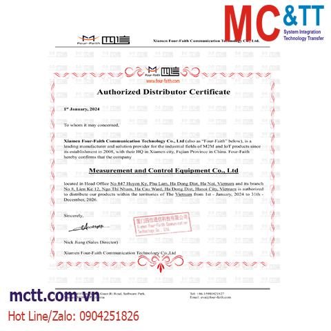 Four-Faith Việt Nam - Đại diện phân phối chính thức Four-Faith tại Việt Nam