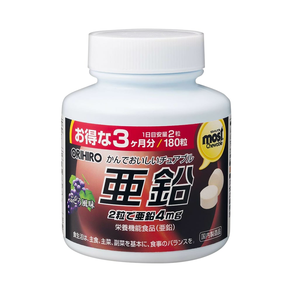 Viên nhai bổ sung Kẽm Orihiro Most Chewable 180 viên (Vị nho)