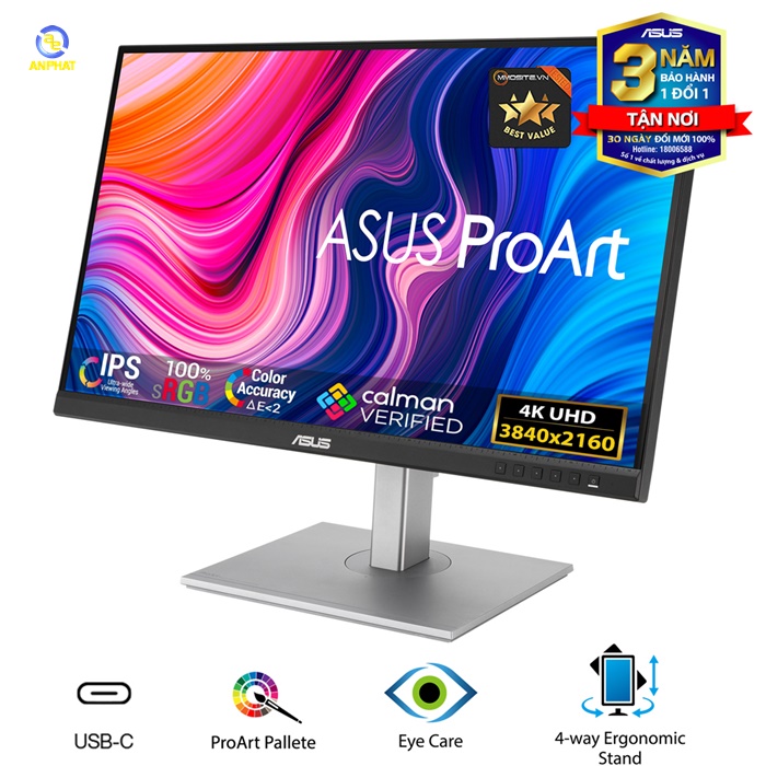 Màn Hình Chuyên Đồ Họa ASUS ProArt PA279CV (27 inch-4K-IPS-100% sRGB-100% Rec. 709-Color Accuracy ΔE < 2-Calman Verified)