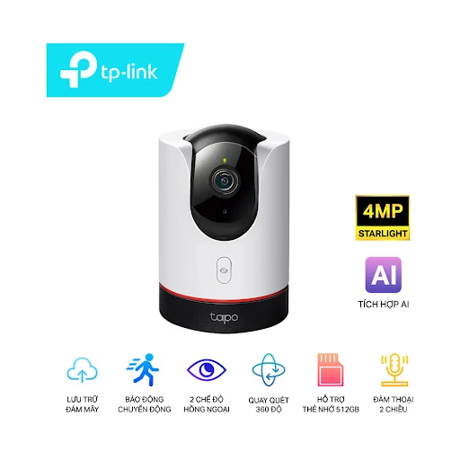 Camera TP-Link Tapo C225 (Quay/quét, AI, 2K QHD 4MP)