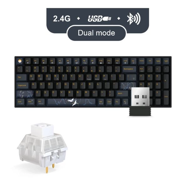 Bàn phím cơ không dây Dual Mode Newmen GM1000 G-Pro Silvery Switch (Hạc Vũ Ánh Trăng)