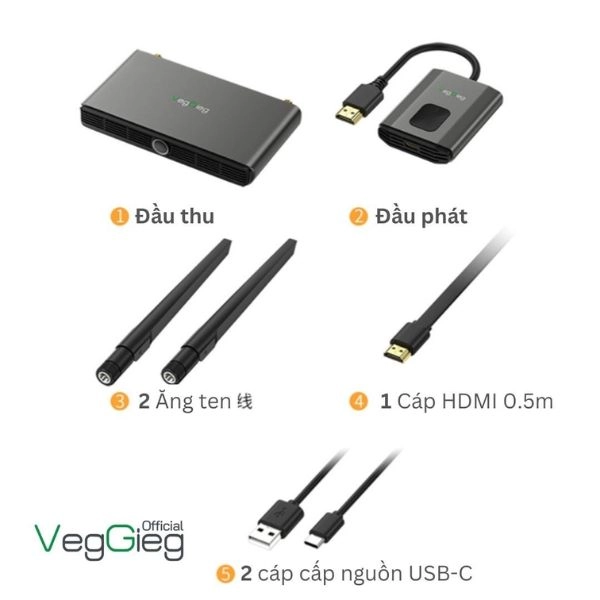 Bộ thu phát tín hiệu HDMI sang VGA không dây VegGieg V-Z5