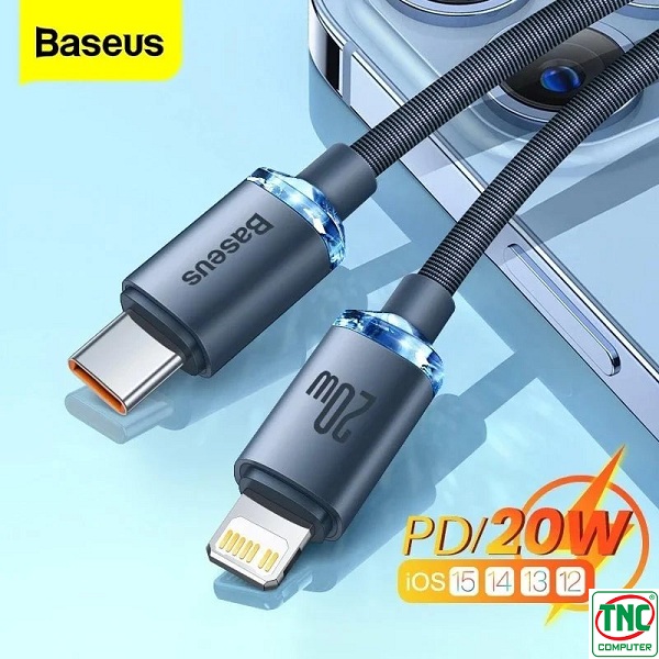 Cáp chuyển đổi USB-C sang Lightning Baseus Crystal Shine Series Fast Charging dài 1.2m CAJY000201