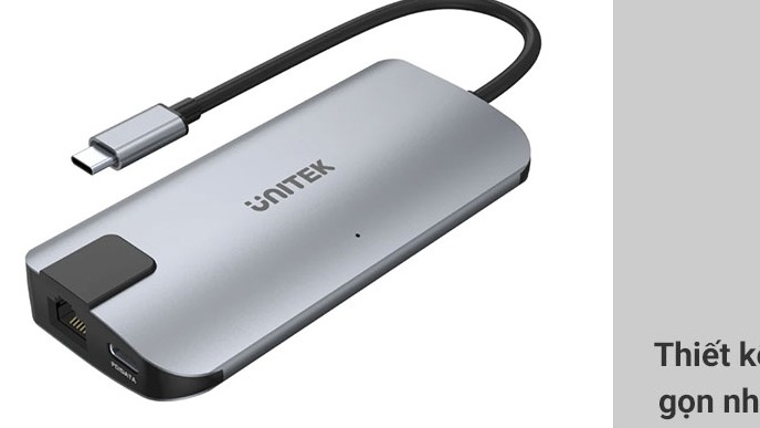 Bộ chia/ Hub Type-C -> HDMI +VGA+LAN Unitek Y-DK 09016 GY