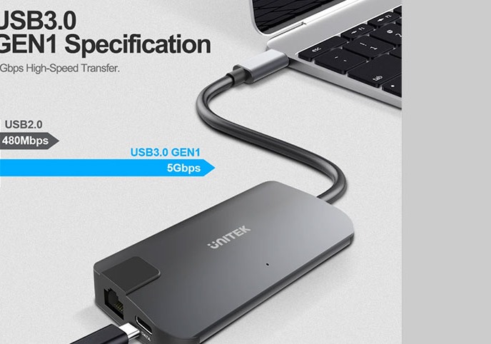 Bộ chia/ Hub Type-C -> HDMI +VGA+LAN Unitek Y-DK 09016 GY