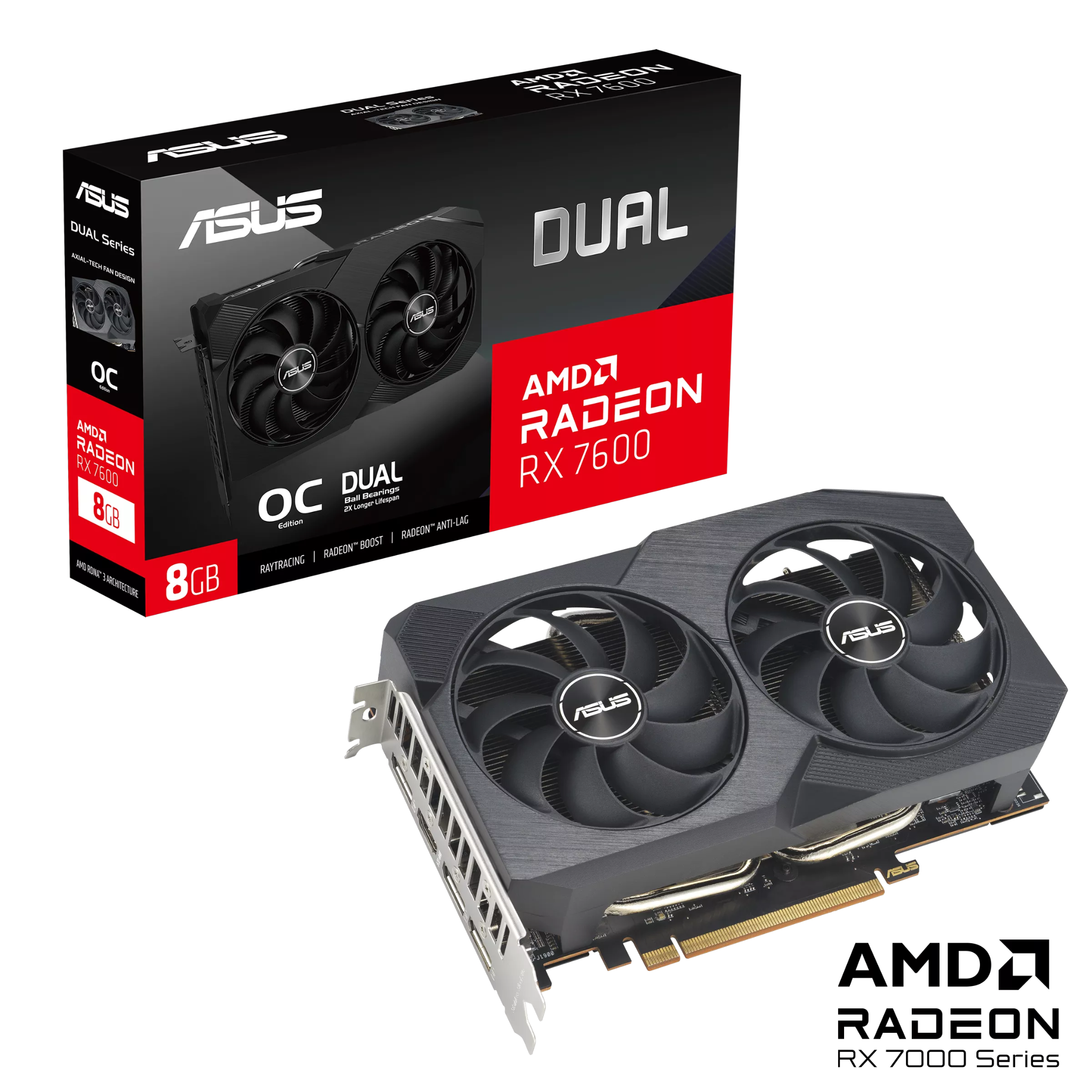 Card màn hình ASUS Dual Radeon RX 7600 V2 OC Edition 8GB GDDR6 (DUAL-RX7600-O8G-V2)