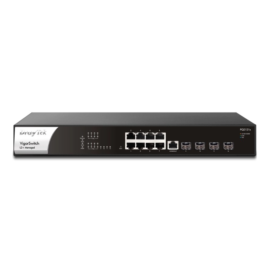 Switch PoE+ DrayTek VigorSwitch L2+ PQ2121x (12 port/ 2.5/10 Gbps/ 4 SFP+)