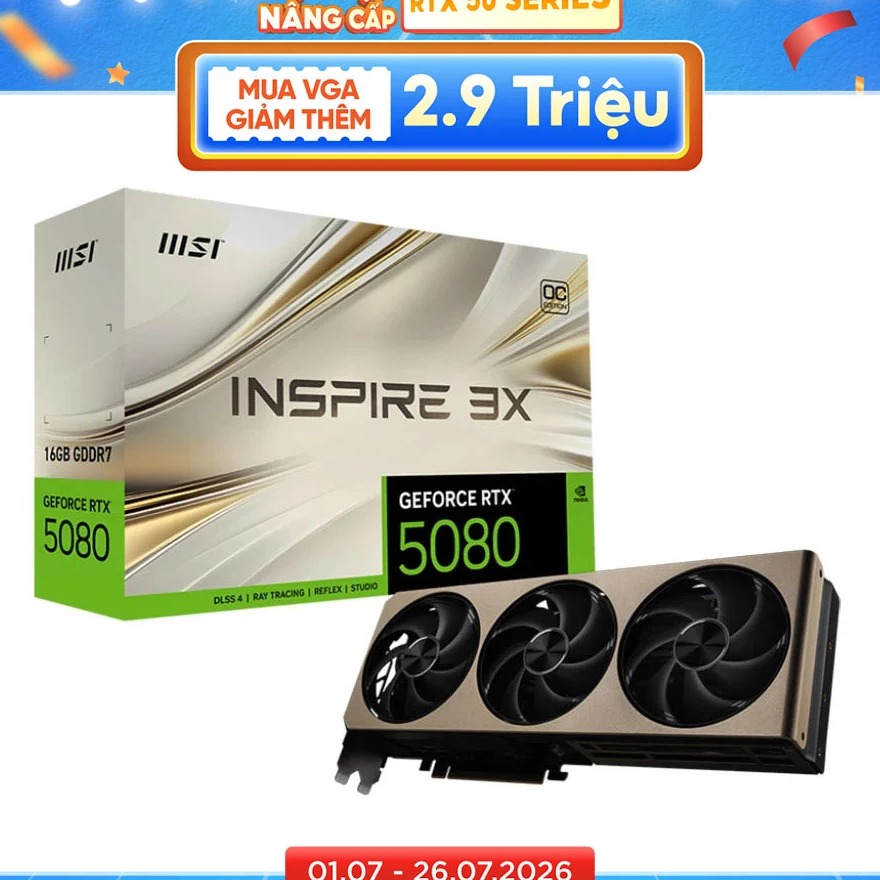 Card màn hình MSI GeForce RTX 5080 16G INSPIRE 3X OC 16GB GDDR7