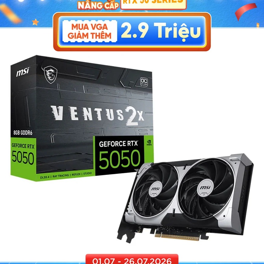 Card màn hình MSI RTX 5050 8G VENTUS 2X OC (8GB GDDR6)