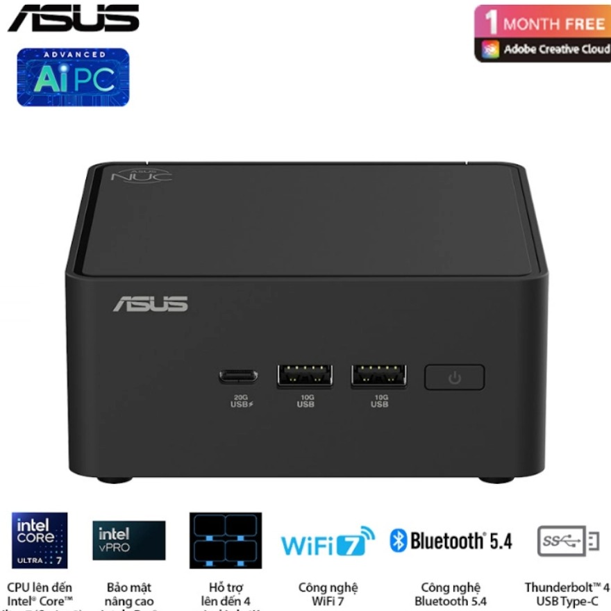 Máy bộ Asus Mini PC NUC 15 Pro Slim BNUC15CRLIP00000 (U300/ 3Y)