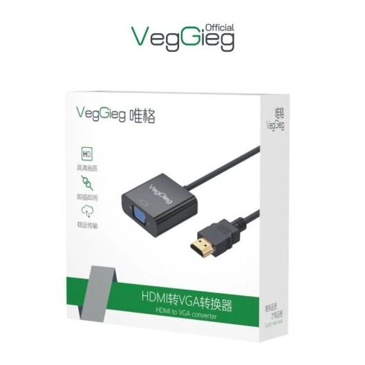 Cáp chuyển đổi HDMI sang VGA VegGieg V-Z612, hỗ trợ FullHD 1080P@60Hz