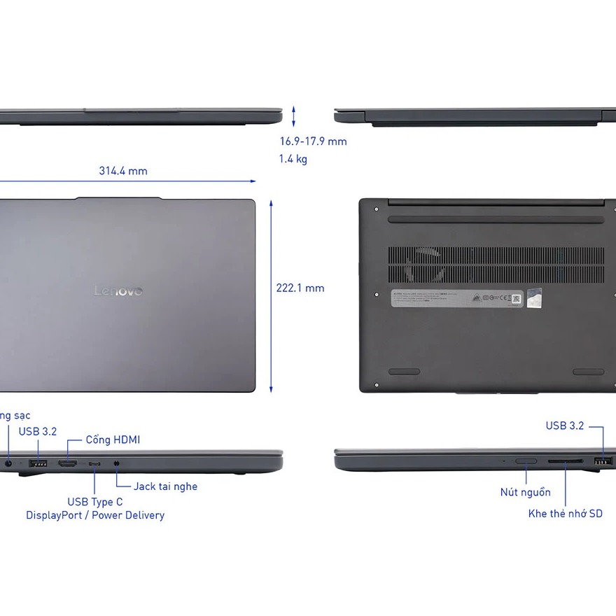 Laptop Lenovo IdeaPad Slim 3 14IRH10 - 83K0004JVN (i5-13420H/ 16GB/ 512GB/ Win 11 Home SL, English)