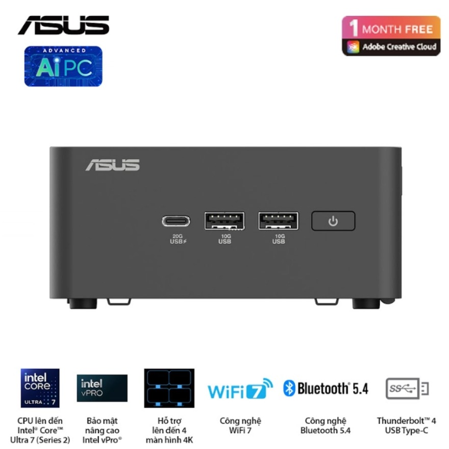 Máy bộ Asus Mini PC NUC 15 Pro Slim BNUC15CRLIP00000 (U300/ 3Y)