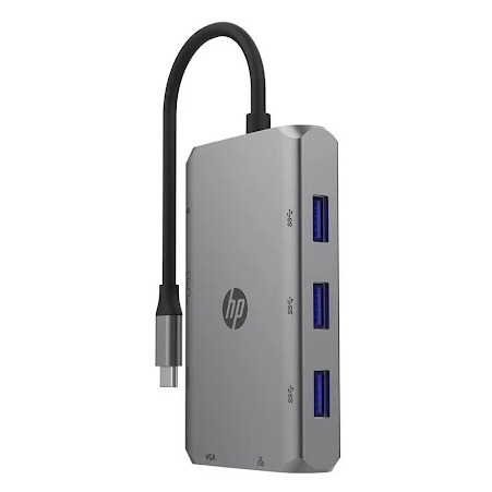 Bộ chia/ Hub HP 9 in 1 DHC-TC236 HDMI / VGA / Ethernet RJ45 / 3 x USB-A / Sạc nhanh USB-C / SD / microSD (8G9Q9AA)